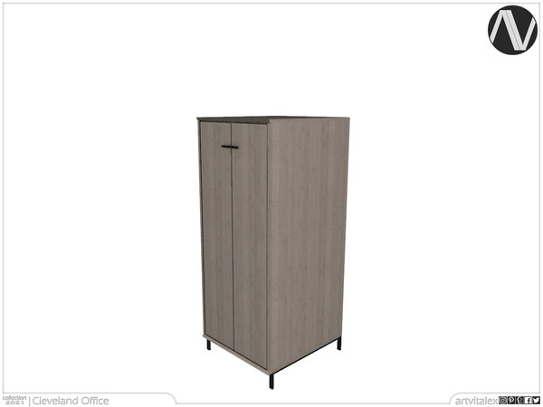 Sims 4 — Cleveland Tall Two Door Cupboard by ArtVitalex — Office And Study Room Collection | All rights reserved | Belong