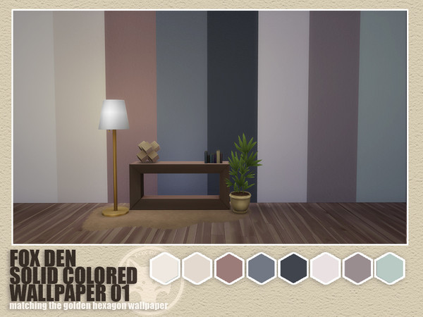 Sims 4 — hexagon wallpaper solid colors 01 by M31l1n — 8 swatches of solid colored wallpaper with a light texture to