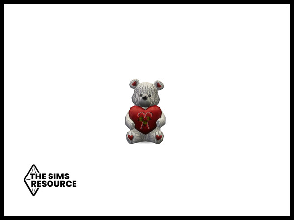 Sims 4 — Snowbird Holiday Bear by seimar8 — Maxis match Christmas Holiday bear knitted in winter white wool with a satin