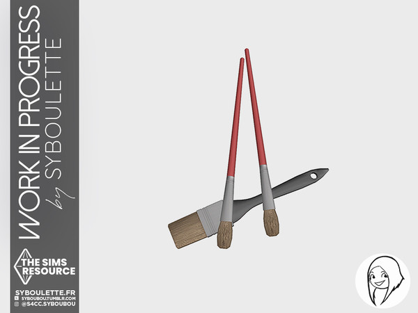 Sims 4 — Paint Brushes pile by Syboubou — A pile of paint brishes that can be placed on surface.