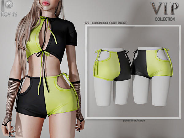 Sims 4 —  [PATREON]  (Early Access) COLORBLOCK OUTFIT (SHORT) P72 by busra-tr — 10 colors Adult-Elder-Teen-Young Adult