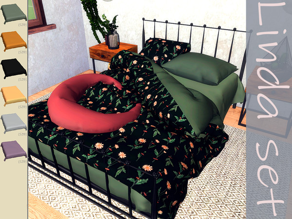 Sims 4 — [SJB] Linda set sheet on the bed by Ylka by Ylka — This is the sheet for your bed. Has 6 colors. You can see all