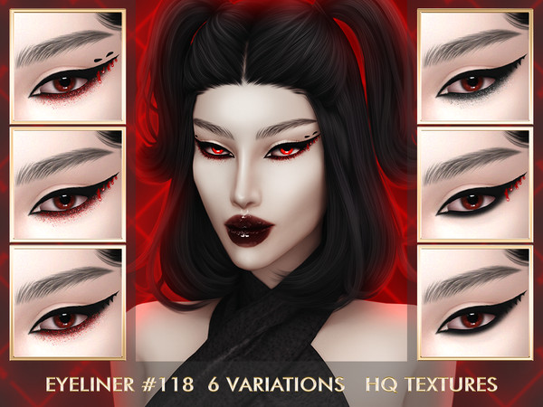 Sims 4 — [PATREON] EYELINER #118 by Jul_Haos — - CATEGORY: EYELINER - 6 VARIATIONS - SLIDERS COMPATIBLE - GENDER - FEMALE