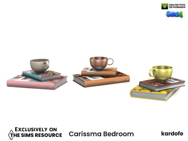 Sims 4 — Carissma Bedroom_Books by kardofe — Decorative books with a mug on top, in three different options