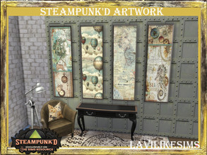 Sims 4 — Steampunked Artwork by lavilikesims — 8 Long framed artwork with the steampunk theme Base game friendly