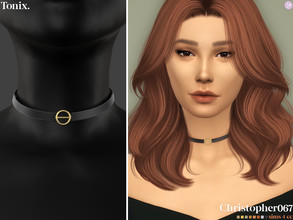 Sims 4 — Tonix Choker (Updated) by christopher0672 — This is a cute thick suede choker with a circle pendant in the