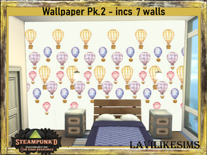 Sims 4 — Steampunked Wallpaper Pk 2 by lavilikesims — A steampunk pack inc balloon, air machines, some tiles, bricks and