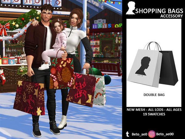 Sims 4 — SHOPPING BAGS (Double) by Beto_ae0 — Shopping bag accessory, hope you like it - 19 Colors - It is located in the