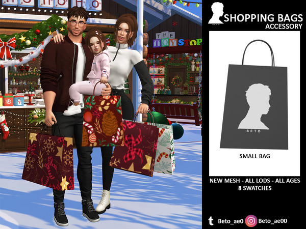 Sims 4 — SHOPPING BAGS (Small) by Beto_ae0 — Shopping bag accessory, hope you like it - 8 Colors - It is located in the