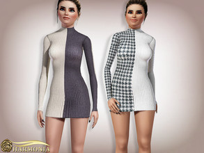 Sims 3 — Two-tone Design Mini Dress by Harmonia — 3 color. recolorable Please do not use my textures. Please do not