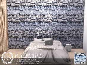 Sims 4 — Richard Marble Wall by networksims — A white, blue and black marble wall.