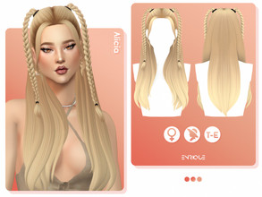 Sims 4 — Alicia Hairstyle (EA Patreon) by Enriques4 — New Mesh 24 Swatches Include Shadow Map All Lods Base Game