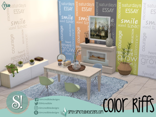 Sims 4 — Color Riffs Words [Med] wall by SIMcredible! — by SIMcredibledesigns.com available at TSR 7 colors variations