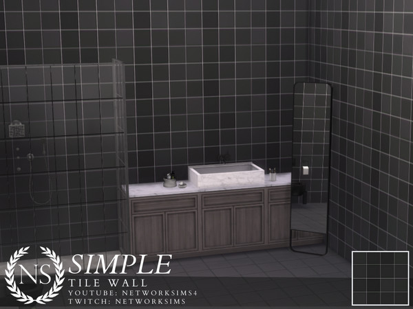 Sims 4 — Simple Tile Wall by networksims — A simple tile wall, in black and white.