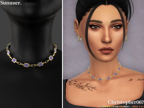 Sims 4 — Summer Necklace by christopher0672 — This is a regal sapphire blue pendant necklace connected by a thick metal