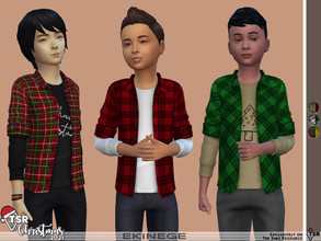 Sims 4 — TSR Christmas 2021 - Shirt by ekinege — Plaid shirt with t-shirt. 6 different colors. Add color to your sims