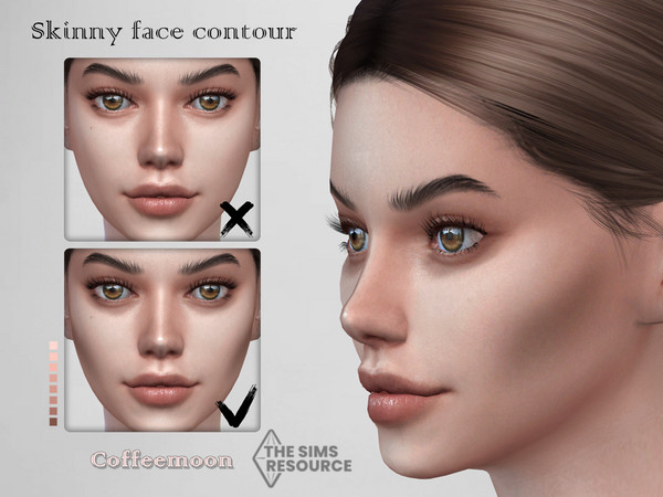 Sims 4 — Skinny face countour (Skin detail) by coffeemoon — Specially positioned shadow accents will make your Sim's face