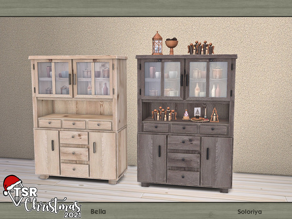 Sims 4 — TSR Christmas 2021. Bella. Cabinet by soloriya — Cabinet with clutter. Part of Bella set. 2 color variations.