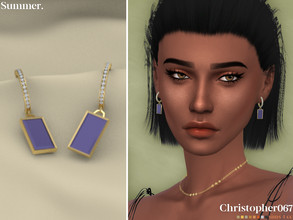 Sims 4 — Summer Earrings by christopher0672 — This is a fanciful pair of small diamond hoop earrings with a dangling
