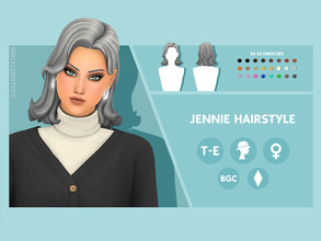 Sims 4 — Jennie Hairstyle by simcelebrity00 — Hello Simmers! This short length, wavy, and hat compatible hairstyle is