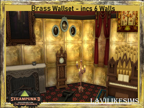 Sims 4 — Steampunked Brass Walls by lavilikesims — 6 wall all within the brass theme Base game friendly