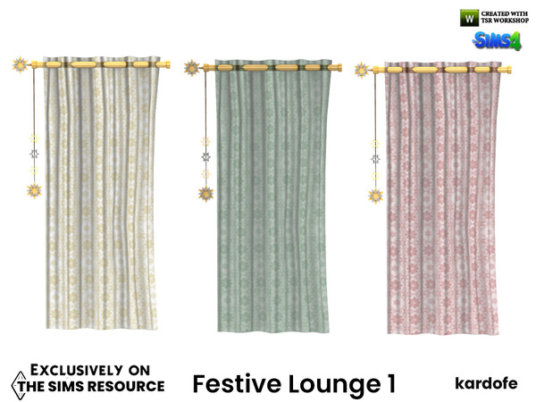 Sims 4 — Festive Lounge_Curtain left by kardofe — Curtain on the left side, semi-transparent, with Christmas decorations,