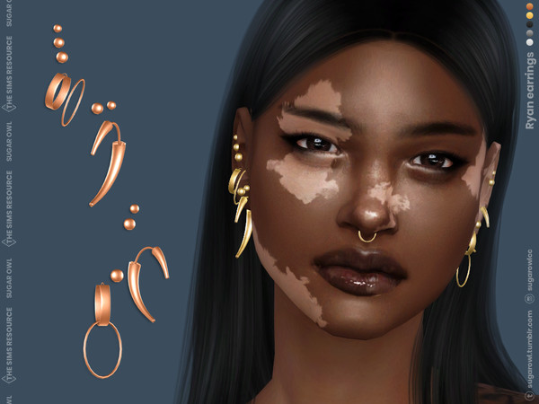 Sims 4 — Ryan earrings for male and female by sugar_owl — Metal earrings with piercing for male and female sims. - new