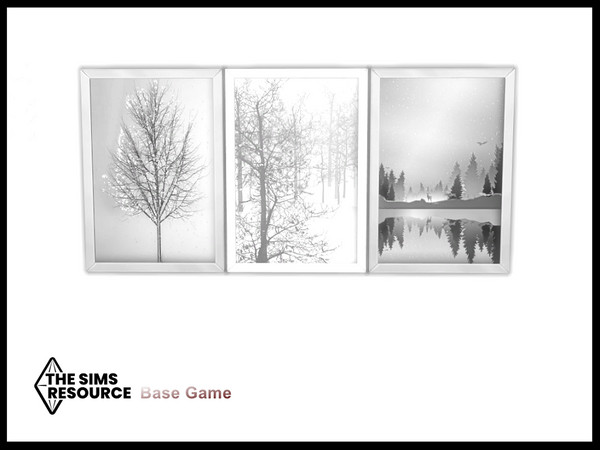Sims 4 — Cold Christmas Trees and Snow Art by seimar8 — Maxis match trees and snow scene art Base Game