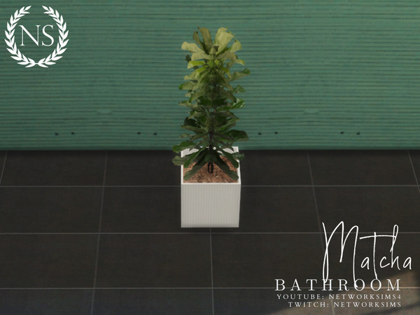 Sims 4 — Matcha Bathroom - Plant III by networksims — A plant in a textured white pot.