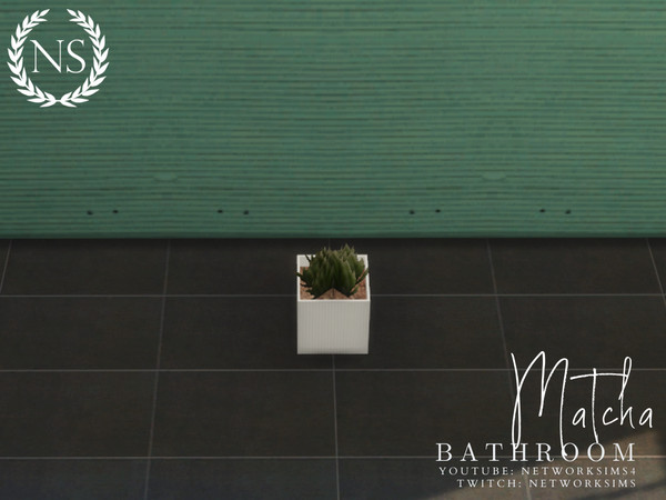 Sims 4 — Matcha Bathroom - Plant VI by networksims — A plant in a textured white pot.