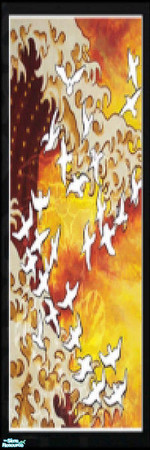 Sims 2 — Fire of Birds Design Wall by Miyu-Tenshi — Here is a bright wall like flames with flying birds above. A coloful