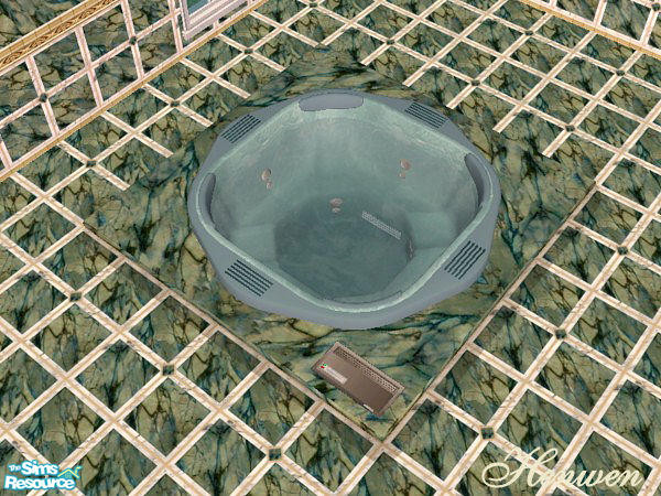 Sims 2 — Vapor Ware Spa Stone Marble  Green by Henwen — Matches my Classic Marble Bath Set.