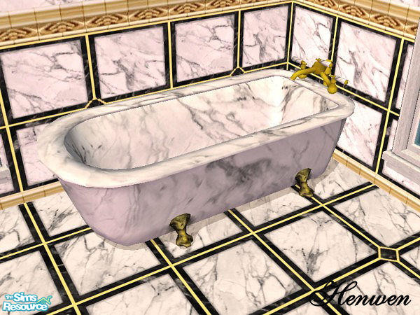 Sims 2 — Conolial Tub RIM Stone Marble White by Henwen — The colonial tub RIM in stone marble white.