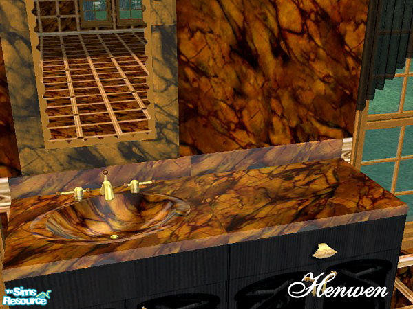 Sims 2 — Sardinia Stone Marble TOP Brown by Henwen — Counter TOP in stone marble brown.