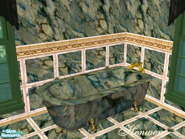 Sims 2 — Colonial Tub Rim Stone Marble Green by Henwen — This is the RIM in a stone marble green.