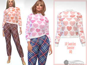 Sims 4 — Christmas Beaded Knitted Jumper by Harmonia — New Mesh All Lods 10 Swatches Get ready for the Christmas season