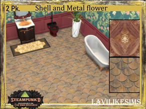 Sims 4 — Steampunked Brass shell and Metal Flower Floor by lavilikesims — 2 floors in this pack 1. Brass shell shape