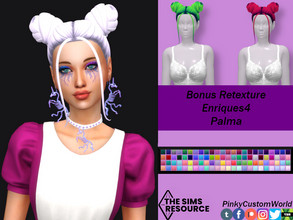 Sims 4 — Bonus Retexture of Palma hair by Enriques4 by PinkyCustomWorld — Cute maxis match up-do hair in two adorable