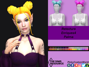 Sims 4 — Retexture of Palma hair by Enriques4 by PinkyCustomWorld — Cute maxis match up-do hair in two adorable buns in
