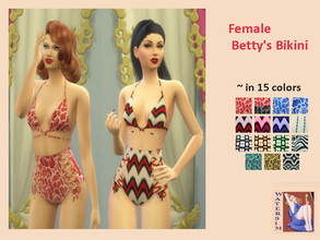 Sims 4 — ws Bettys Retro Bikini - RC by watersim44 — Female Bettys Retro Bikini. This it's a standalone recolor