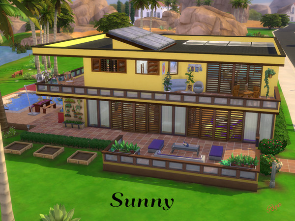 Sims 4 — Sunny by ruja2 — Sunny is a home for a large family. It has three bedrooms and two bathrooms. An open concept on