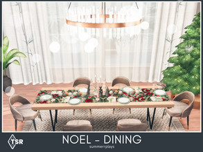Sims 4 — Noel - Dining room | TSR only CC by Summerr_Plays — A modern dining room all decorated for the perfect holiday