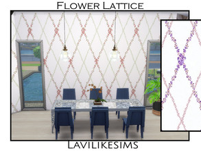 Sims 4 — Flower Lattice by lavilikesims — A climbing floral lattice wallpaper boasting color. Base Game Friendly.