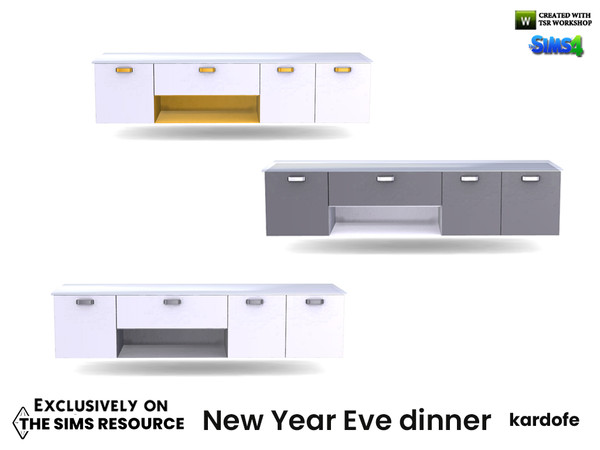 Sims 4 — New Year Eve dinner_Sideboard by kardofe — Modern style sideboard, without legs, hanging on the wall, with glass
