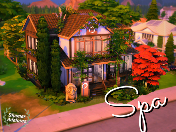 Sims 4 — Spa by simmer_adelaina — Let your sim relax right here at the cozy and calm place. This spa has calm vibes, dark