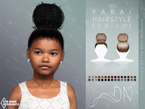 Sims 4 — Farai Hairstyle [Child] by DarkNighTt — Farai Hairstyle is a medium and updo hairstyle for children. 30 colors