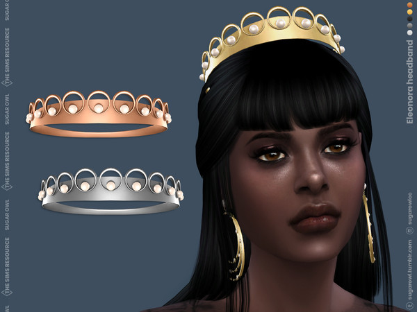 Sims 4 — Eleonora headband by sugar_owl — Metal crown with pearls for male and female sims, come in five swatches: gold,