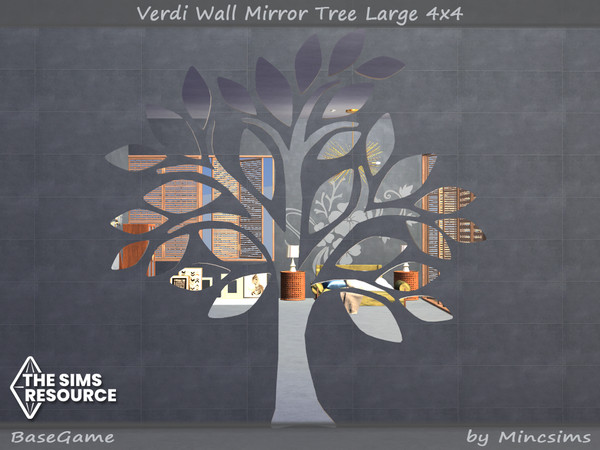 Sims 4 — Verdi Wall Mirror Tree Large 4x4 by Mincsims — Basegame Compatible 1 swatch