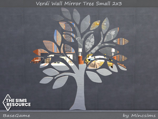 Sims 4 — Verdi Wall Mirror Tree Small 2x3 by Mincsims — Basegame Compatible 1 swatch