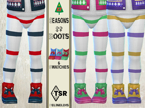 Sims 4 — Colorful Winter Boots - Needs EP Seasons by Pelineldis — Some cool, colorful winter boots for toddler boys and